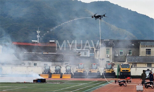 ～に関する最新の会社ニュース MYUAV FC 二重接続式消防ドローン:高層ビル火災の空中警備員